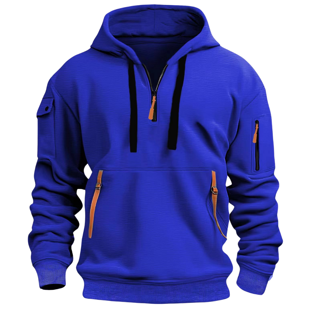 Herenhoodie — zachte hoodie met zakken met ritssluiting voor dagelijks gebruik