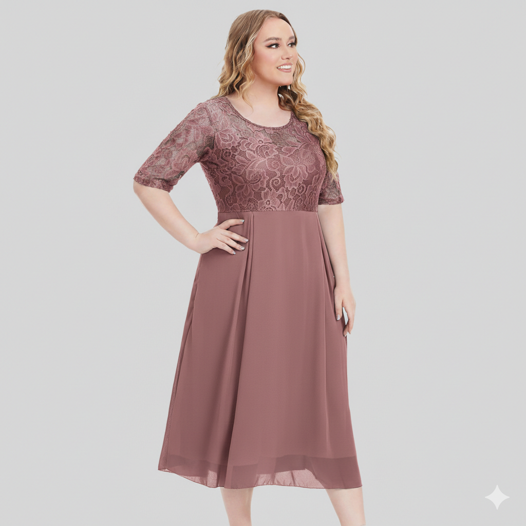 Maxi-jurk voor dames, chiffon — met lange mouwen en lichte stretch