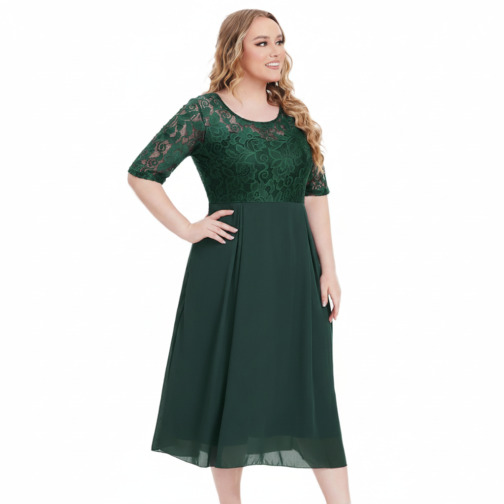 Maxi-jurk voor dames, chiffon — met lange mouwen en lichte stretch