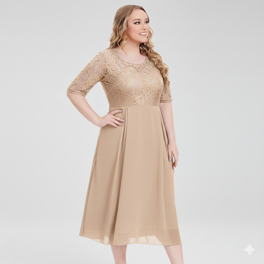 Maxi-jurk voor dames, chiffon — met lange mouwen en lichte stretch