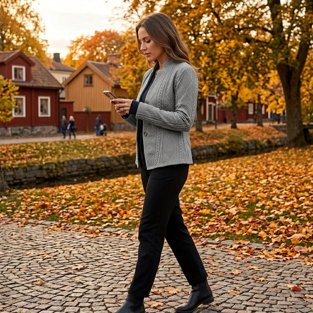 Damesblazer, getailleerd — elegante linnen blazer met gestructureerde kraag
