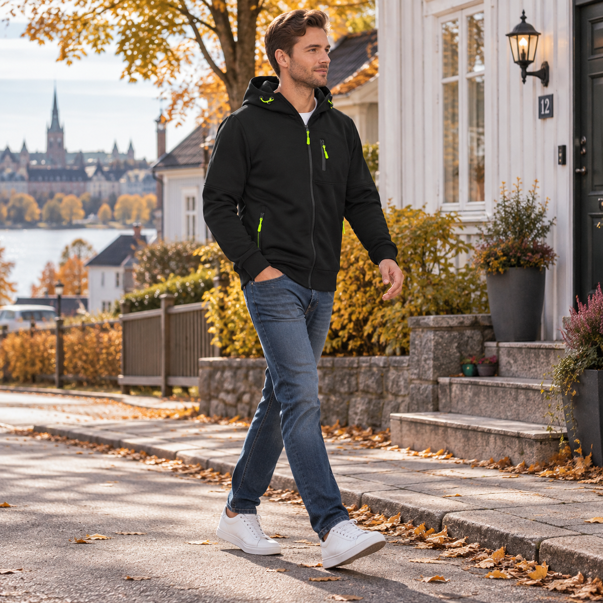 Herenhoodie met ritssluiting — zachte hoodie van katoenmix met een relaxte pasvorm