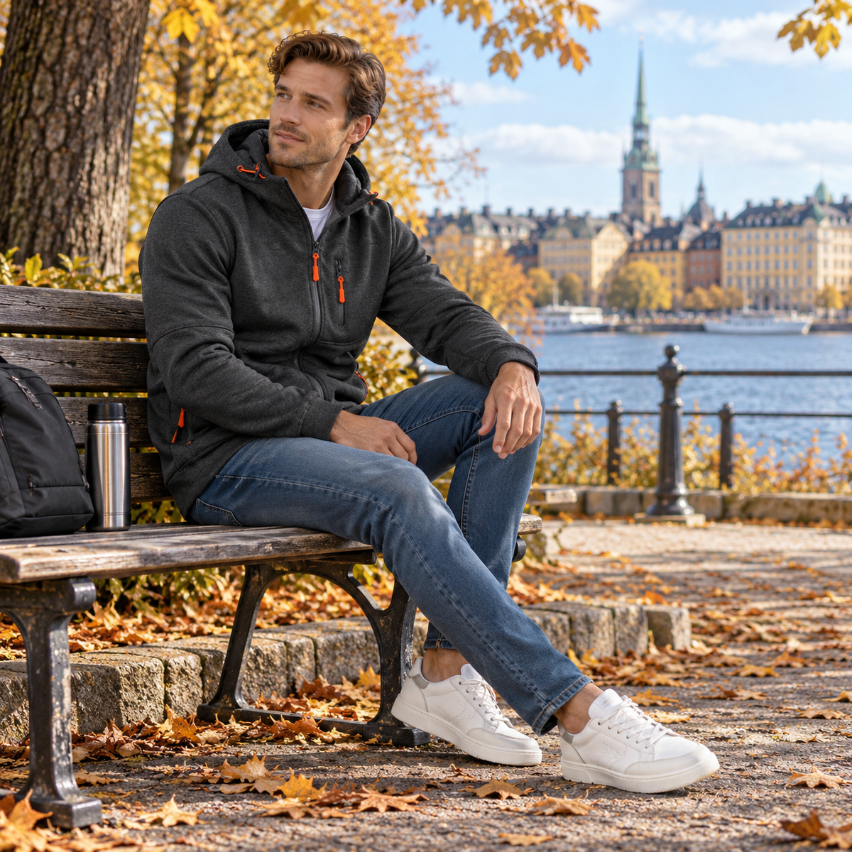 Herenhoodie met ritssluiting — zachte hoodie van katoenmix met een relaxte pasvorm