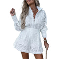 Dames kanten top — elegante zomertop met lange mouwen en kanten details