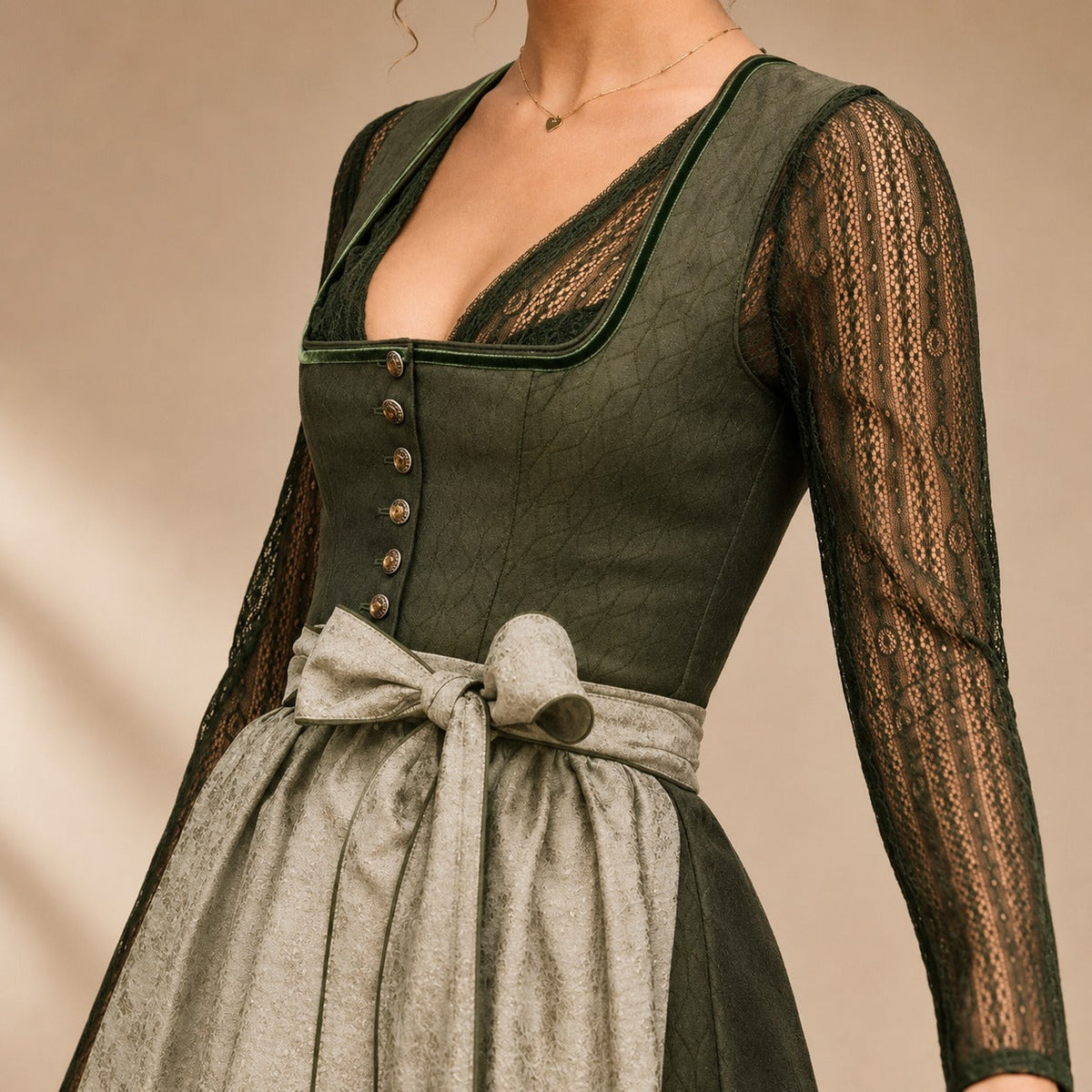 Dirndl dames met strik — klassieke Oktoberfestjurk