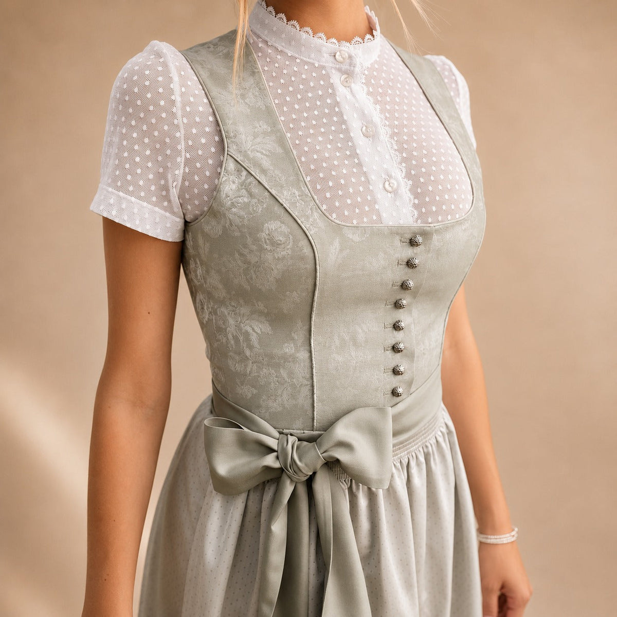 Dirndl dames met strik — klassieke Oktoberfestjurk