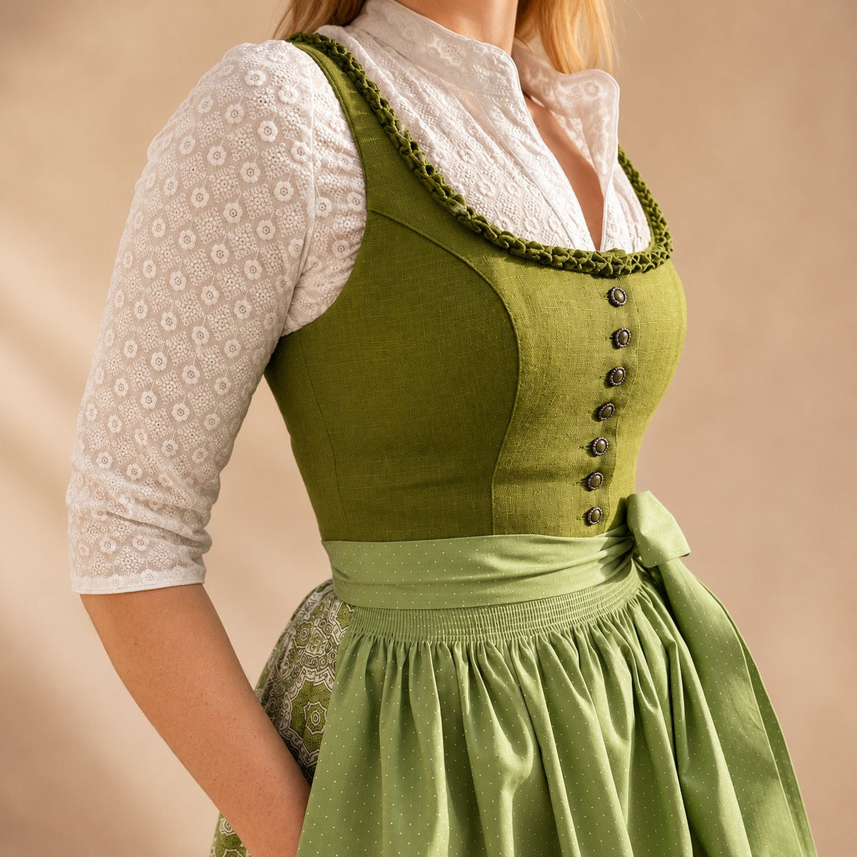 Dirndl dames met strik — klassieke Oktoberfestjurk