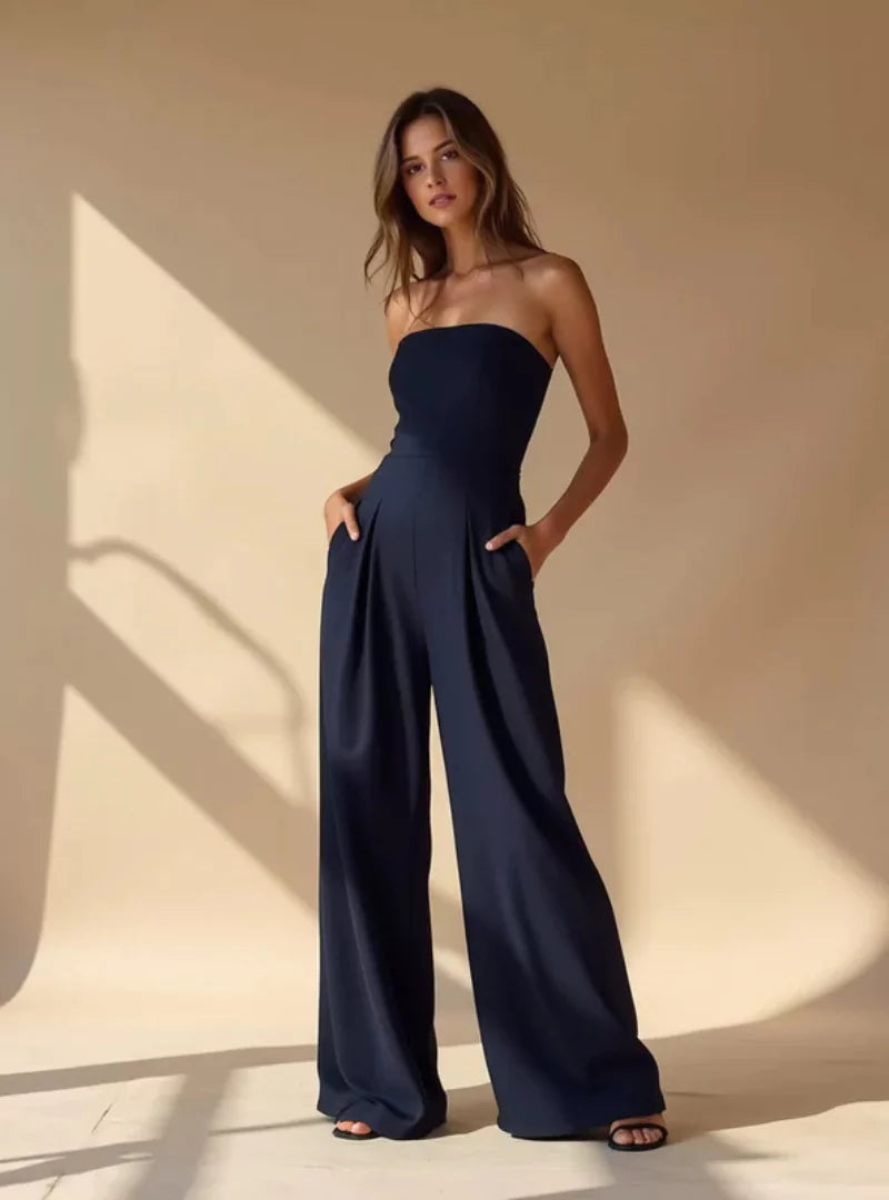 Damesjumpsuit, mouwloos — elegant met wijde pasvorm voor de zomer