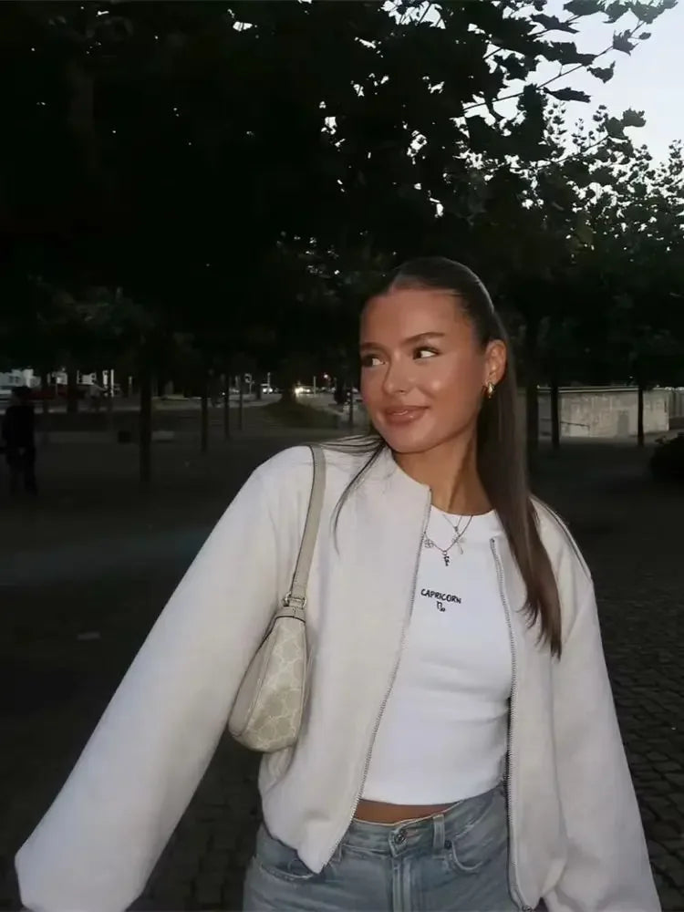 Dames bomberjack, kort — trendy en veelzijdig met ritssluiting