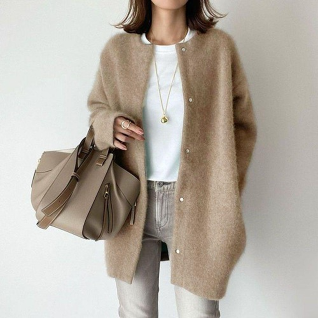 Dames gebreid vest — elegante en casual cardigan van acryl