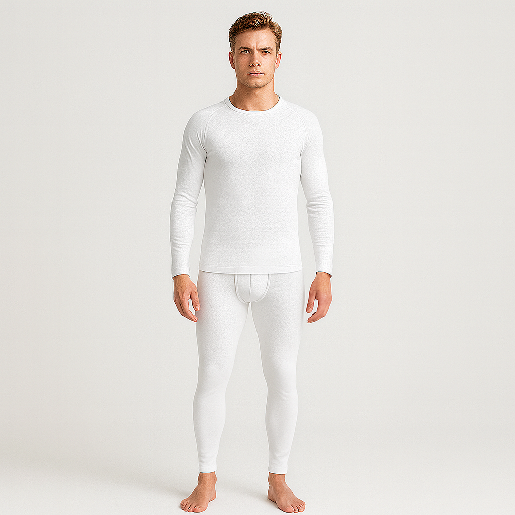 Thermoset heren — top met lange mouwen en broek, warme thermische onderkleding