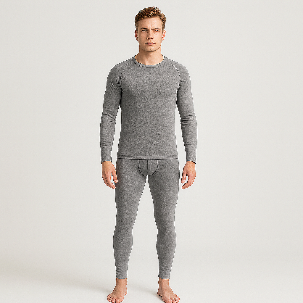 Thermoset heren — top met lange mouwen en broek, warme thermische onderkleding