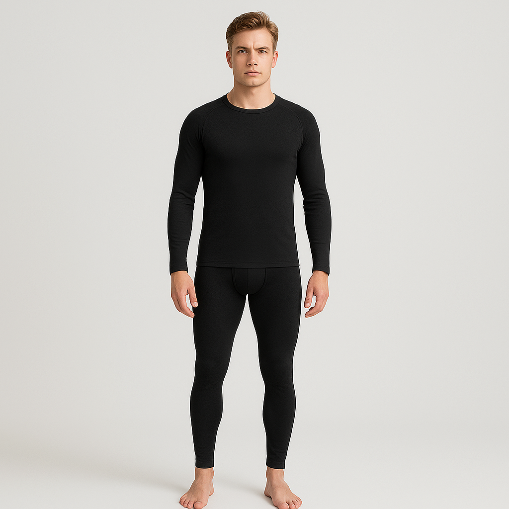 Thermoset heren — top met lange mouwen en broek, warme thermische onderkleding