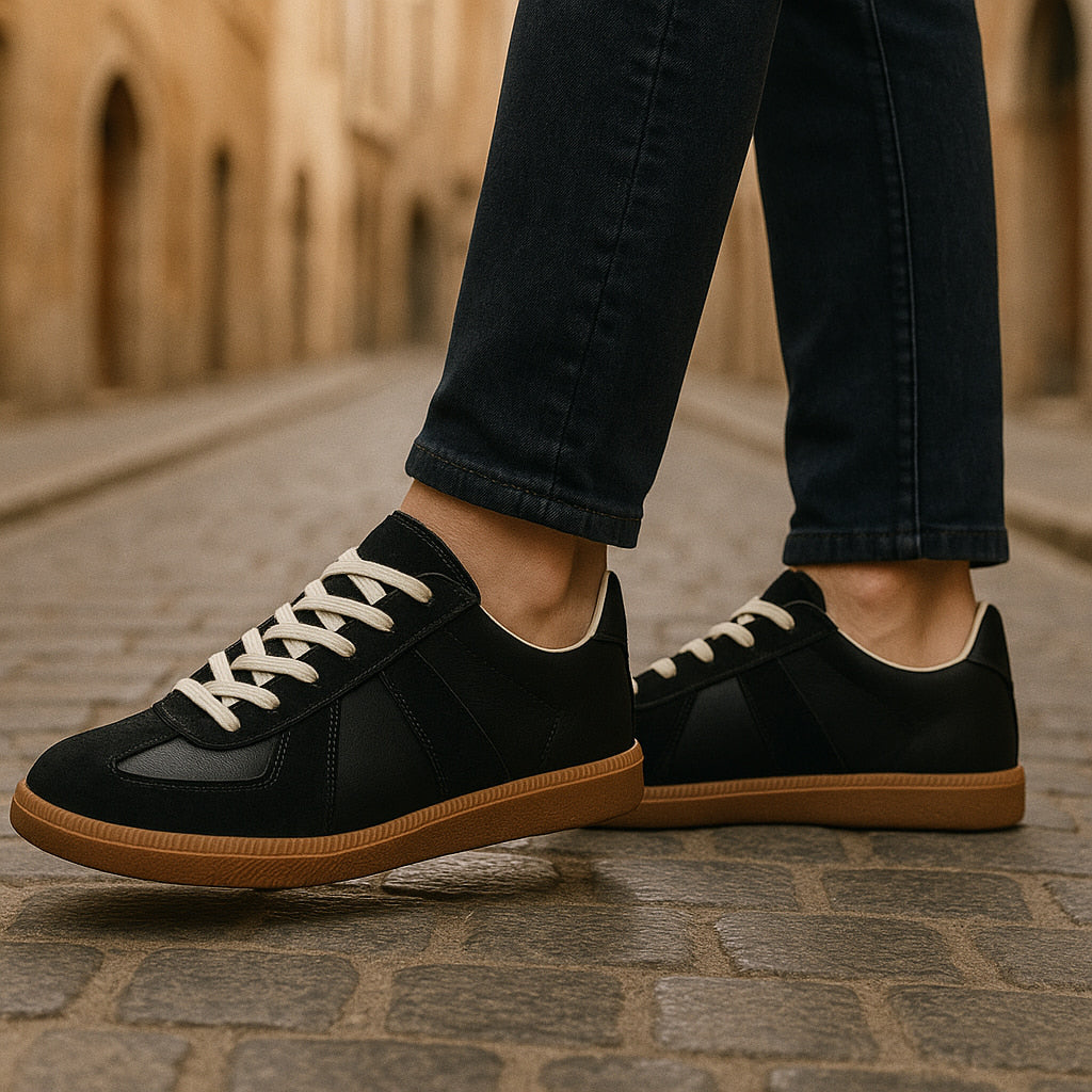 Heren sneakers, textiel — met veters en een antislip, comfortabele zool