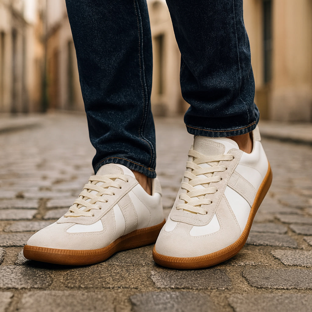 Heren sneakers, textiel — met veters en een antislip, comfortabele zool