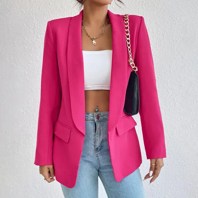 Damesblazer, klassiek — elegante linnen-katoenen blazer voor kantoor en feestelijke gelegenheden