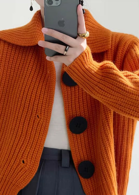 Dames gebreid vest — van acryl met Peter Pan-kraag, knoopsluiting en losse pasvorm