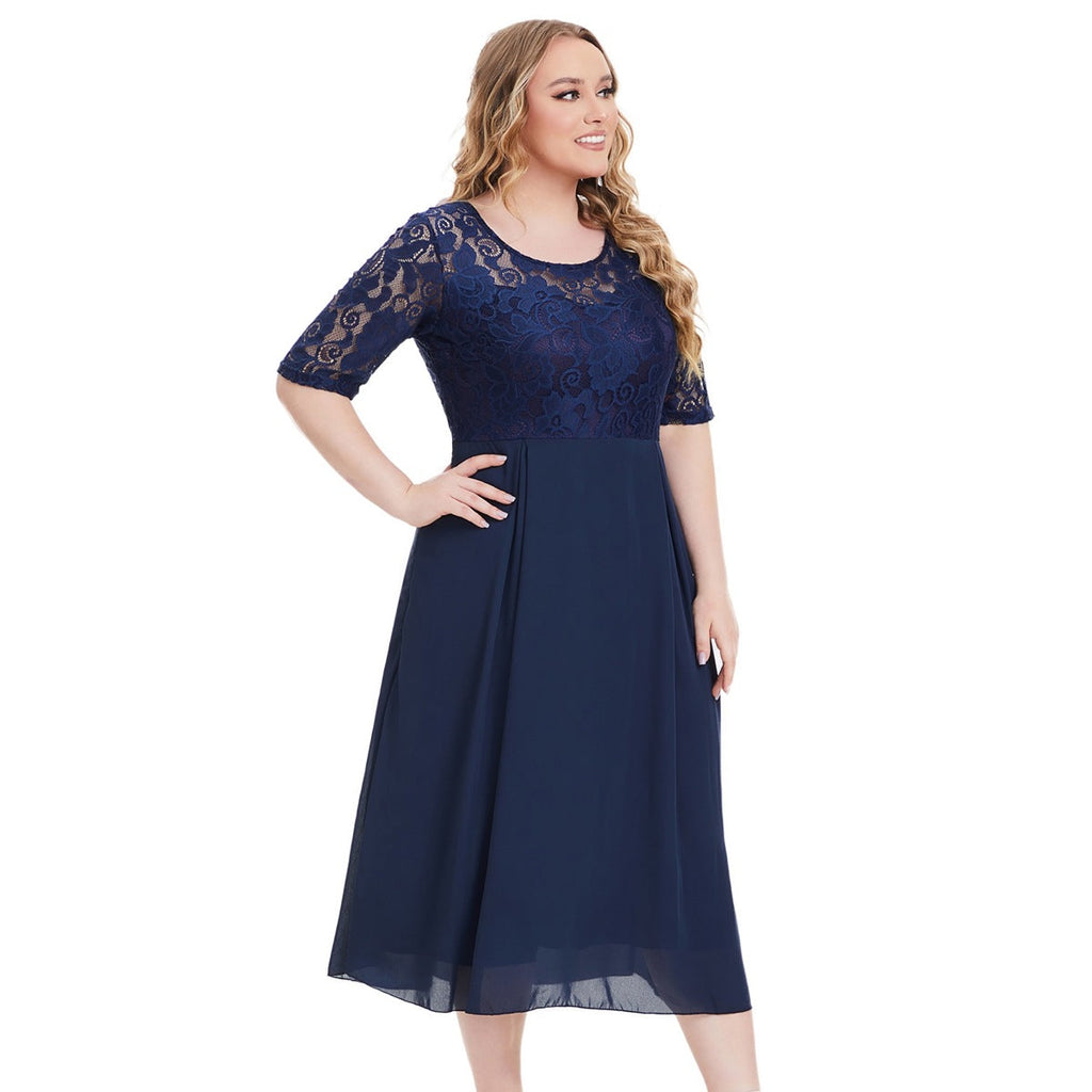 Maxi-jurk voor dames, chiffon — met lange mouwen en lichte stretch