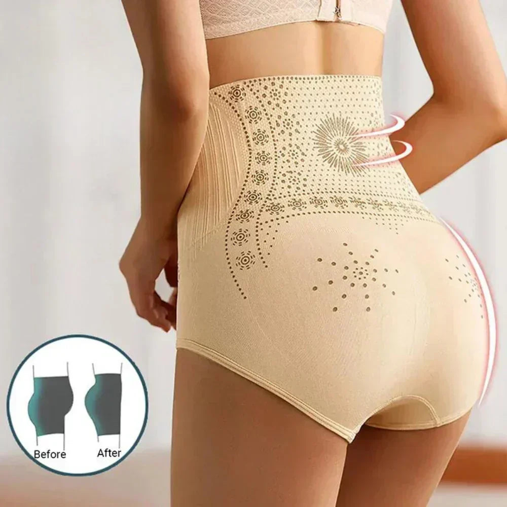 Damesonderbroek met hoge taille — bedrukte katoenen slip