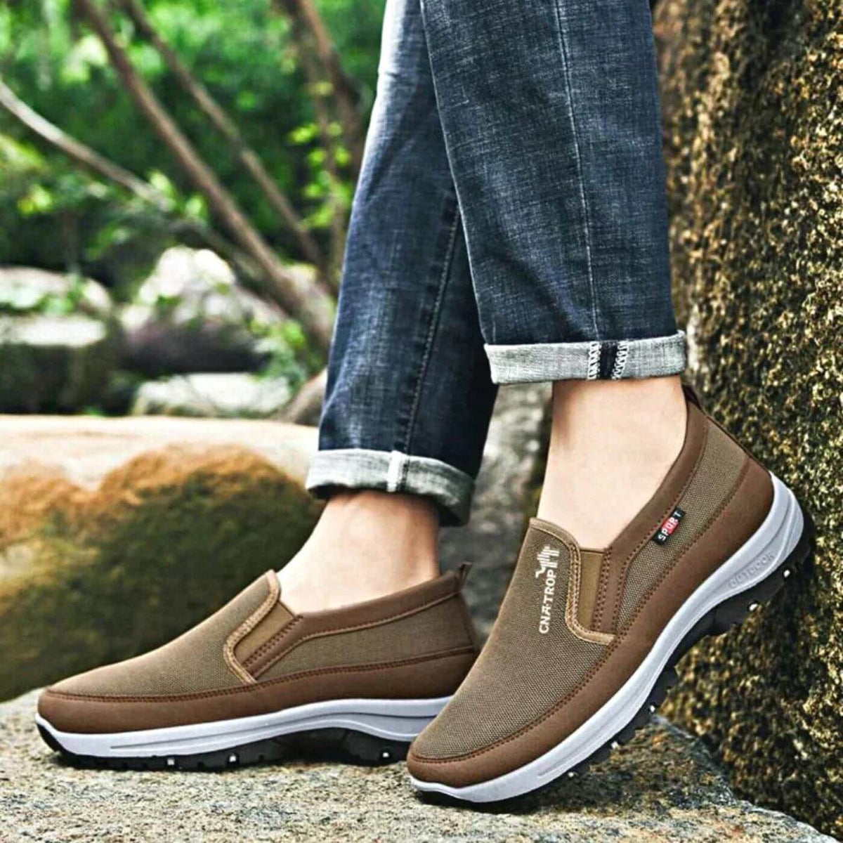 Heren orthopedische schoenen — textiel met anatomisch voetbed en schokabsorberende zool