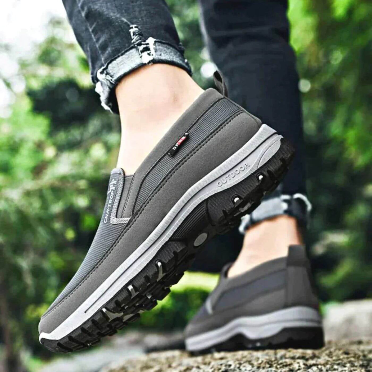 Heren orthopedische schoenen — textiel met anatomisch voetbed en schokabsorberende zool