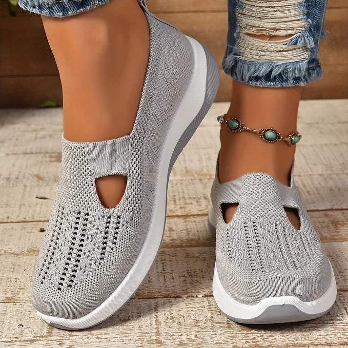 Dames slip-on schoenen, orthopedisch — van textiel met een gedempte binnenzool