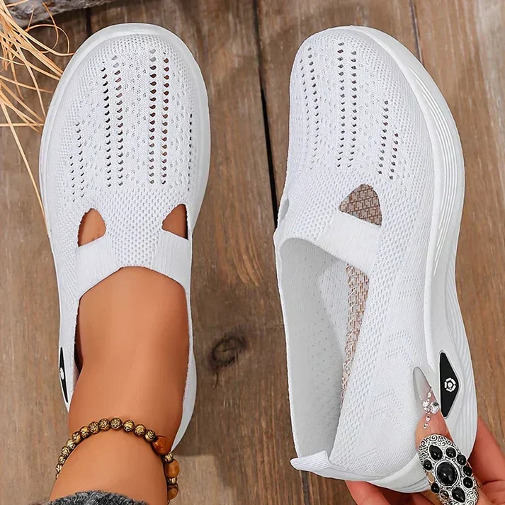 Dames slip-on schoenen, orthopedisch — van textiel met een gedempte binnenzool