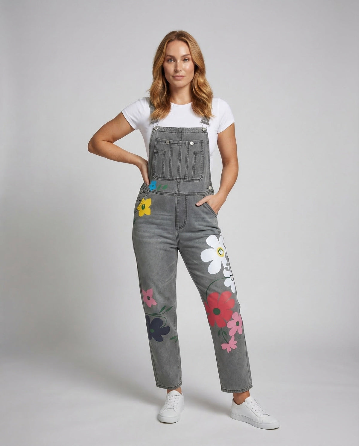 Dames denim overall, mouwloos — stijlvolle jumpsuit van denim
