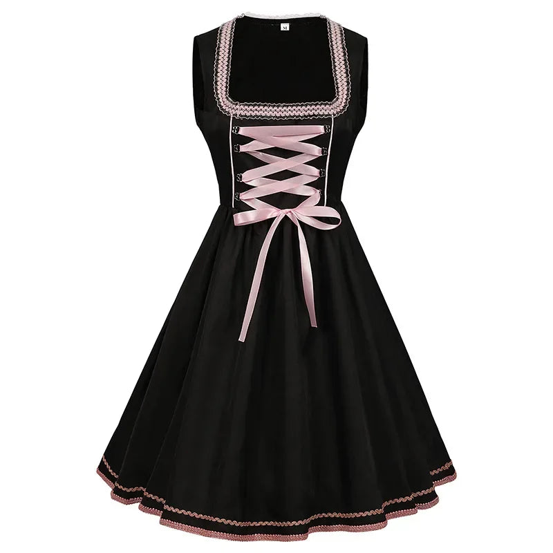 Dirndl dames, gebloemd — Oktoberfestjurk met kanten details in katoenmix