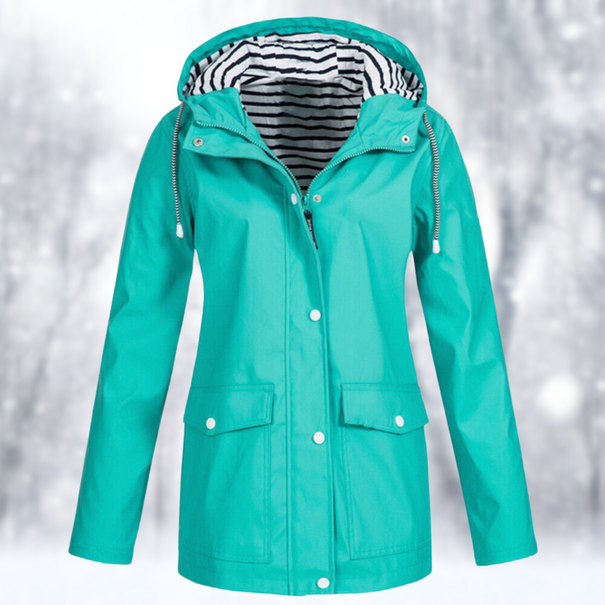 Damesjas, outdoor — water- en winddicht met capuchon