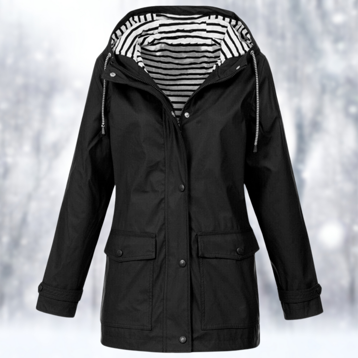 Damesjas, outdoor — water- en winddicht met capuchon