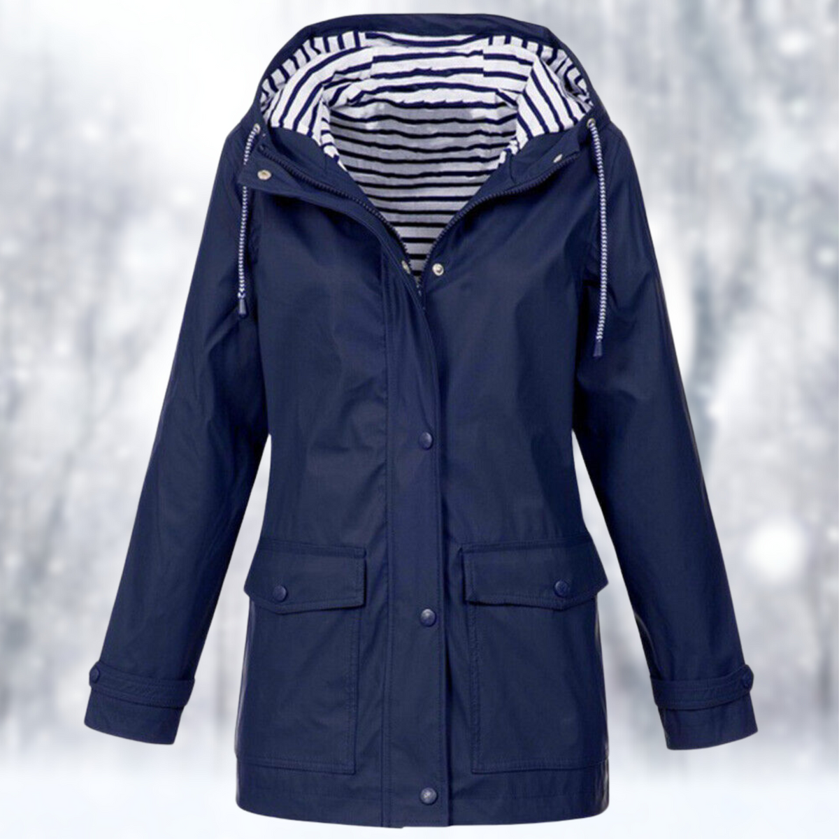 Damesjas, outdoor — water- en winddicht met capuchon