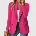 Damesblazer — elegante linnen blazer met revers, één knoop en zakken