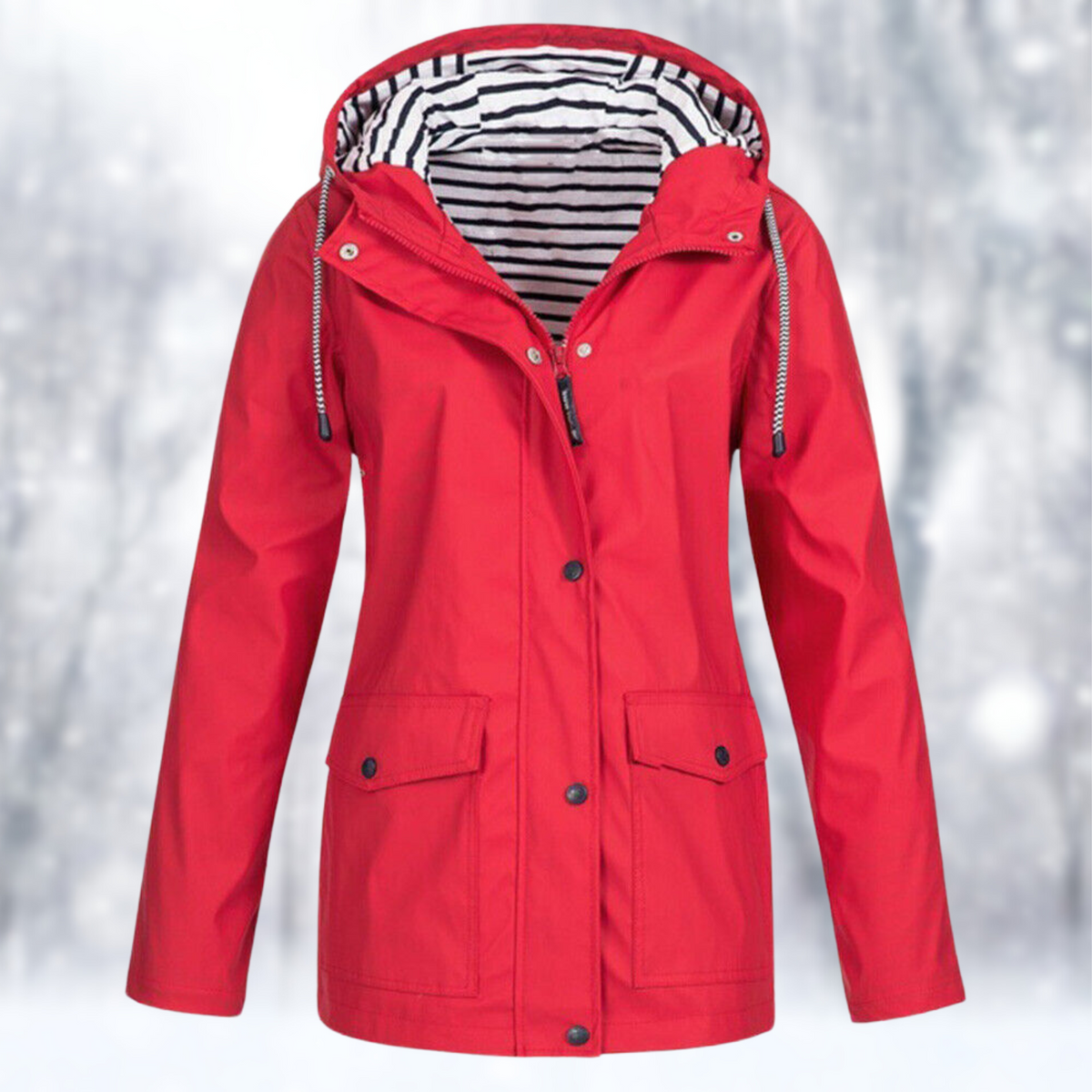 Damesjas, outdoor — water- en winddicht met capuchon