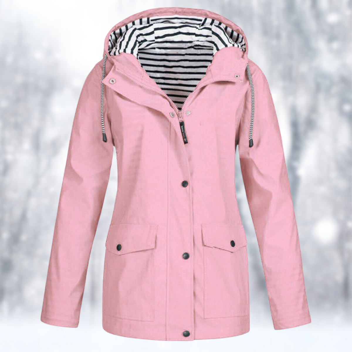Damesjas, outdoor — water- en winddicht met capuchon