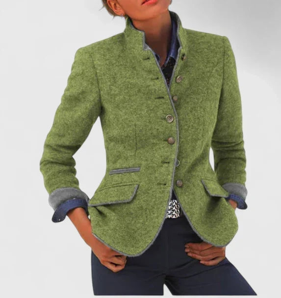 Dames gebreid vest van acryl — elegant vest met knoopsluiting