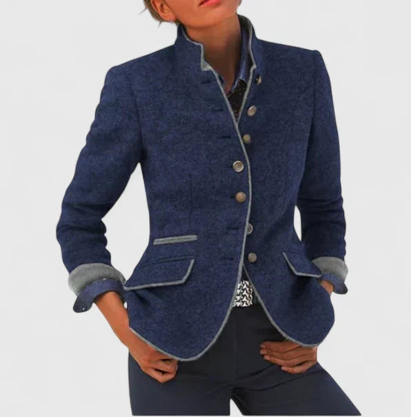 Dames gebreid vest van acryl — elegant vest met knoopsluiting