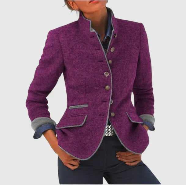 Dames gebreid vest van acryl — elegant vest met knoopsluiting