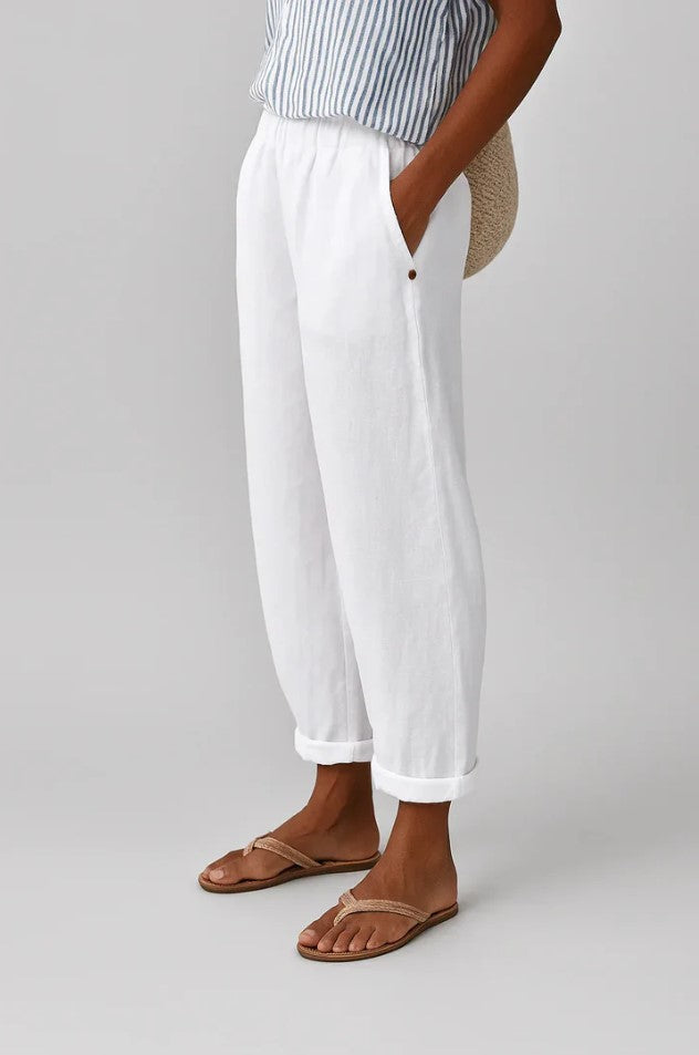Rechte damesbroek — casual katoenen broek met elastische taille