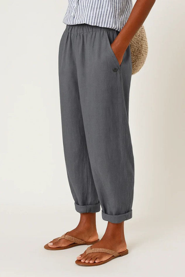 Rechte damesbroek — casual katoenen broek met elastische taille