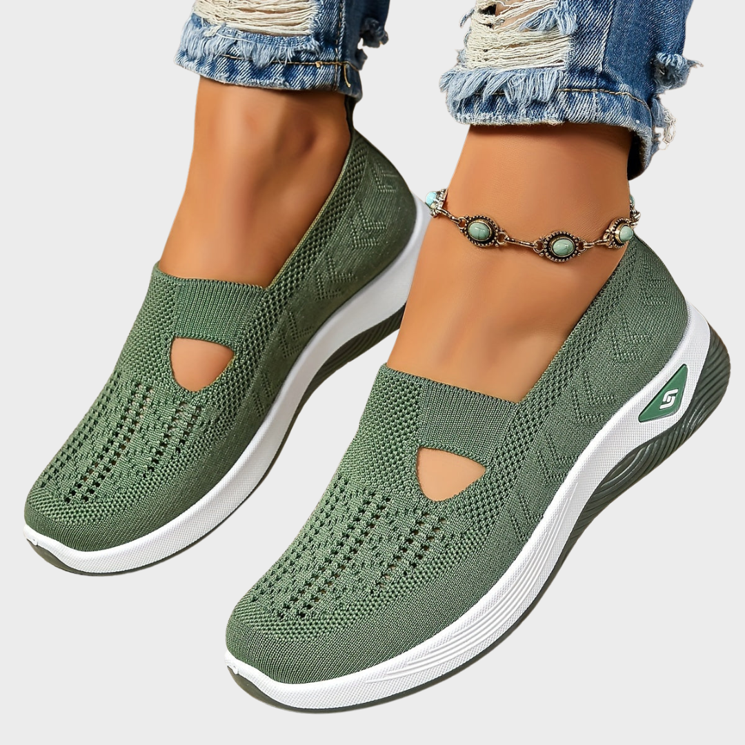 Dames slip-on schoenen, orthopedisch — van textiel met een gedempte binnenzool