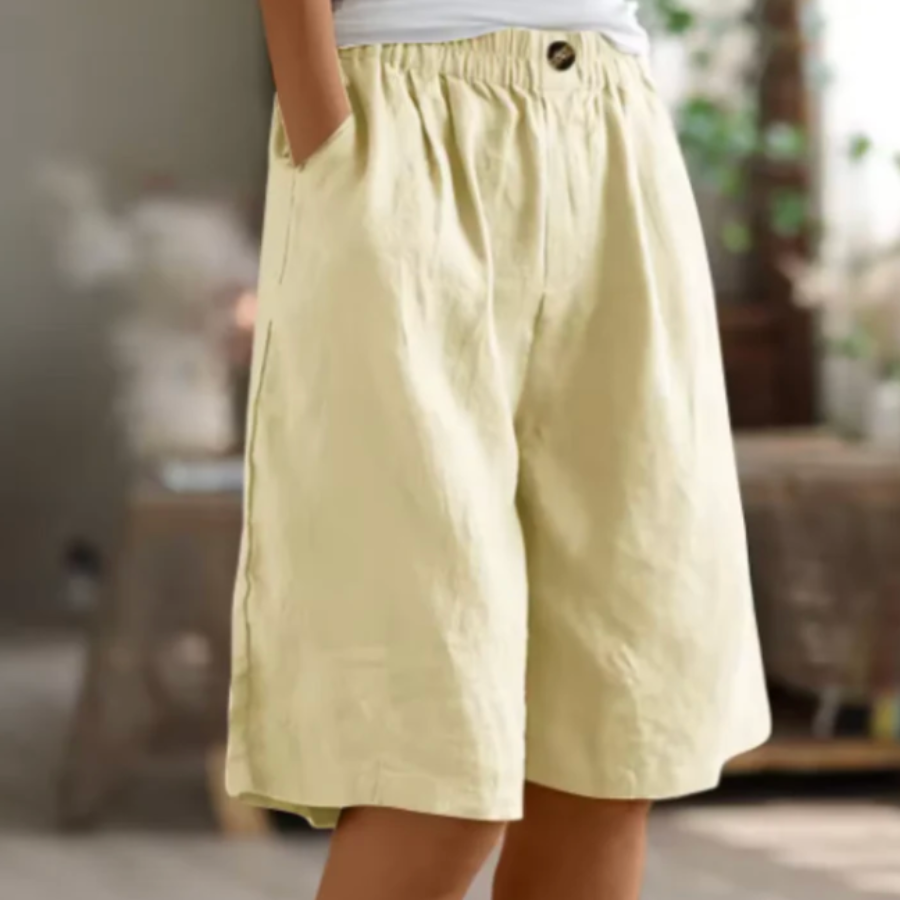 Dames shorts van katoen — losse pasvorm met elastische taille en zijzakken