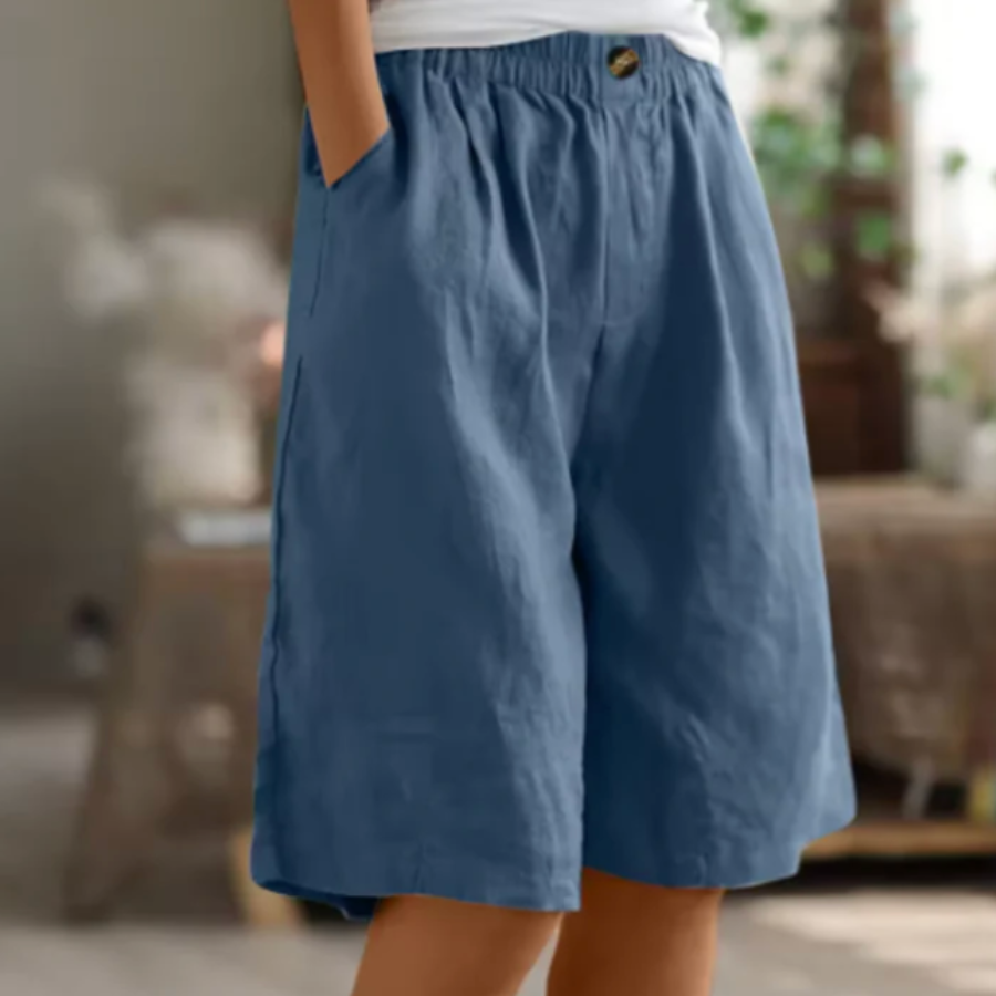 Dames shorts van katoen — losse pasvorm met elastische taille en zijzakken