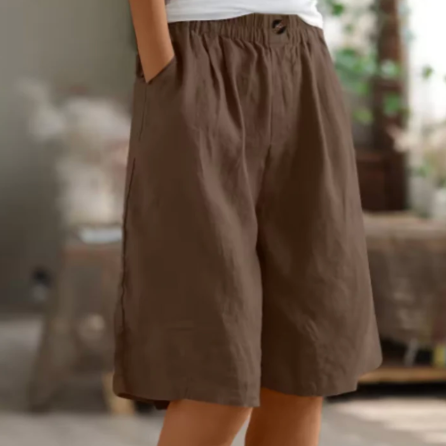 Dames shorts van katoen — losse pasvorm met elastische taille en zijzakken