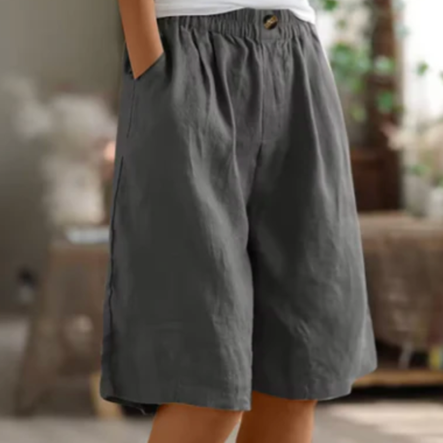 Dames shorts van katoen — losse pasvorm met elastische taille en zijzakken
