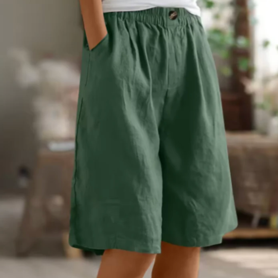 Dames shorts van katoen — losse pasvorm met elastische taille en zijzakken