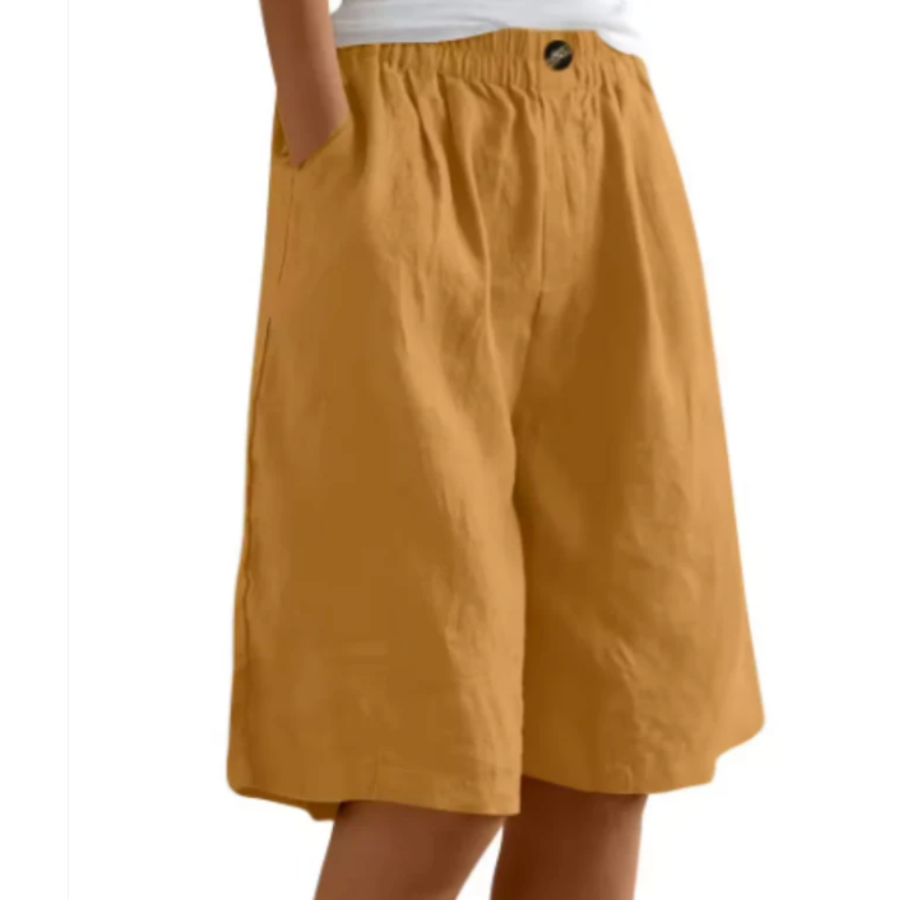 Dames shorts van katoen — losse pasvorm met elastische taille en zijzakken