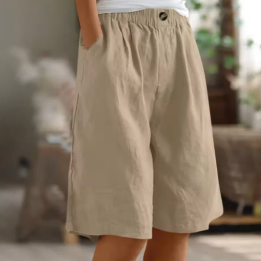 Dames shorts van katoen — losse pasvorm met elastische taille en zijzakken
