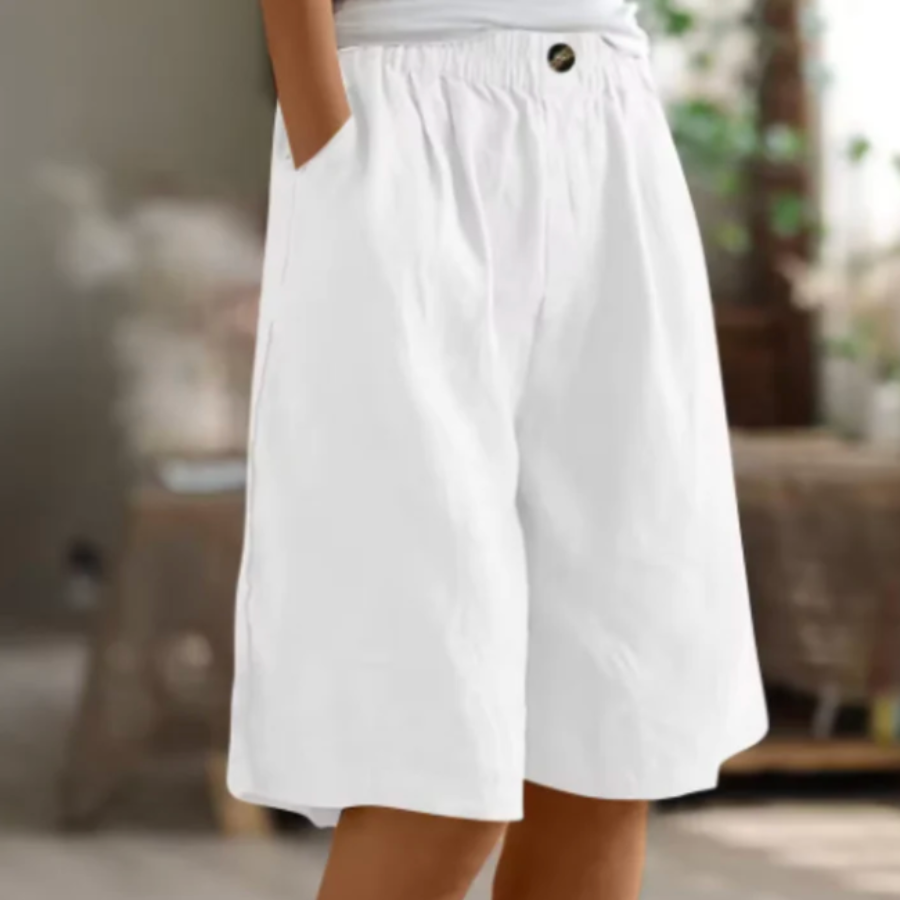 Dames shorts van katoen — losse pasvorm met elastische taille en zijzakken