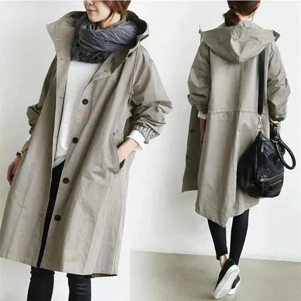 Dames regenjas — waterdicht en ademend met oversized capuchon